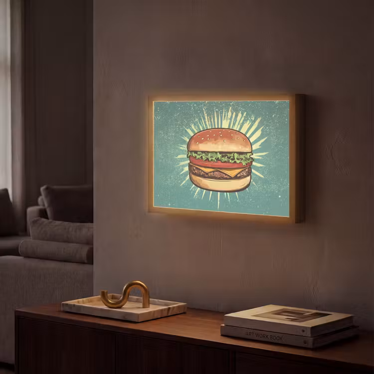 Lightbox - Wandlamp - Hamburger - Illustratie - Sla - Kaas — 2