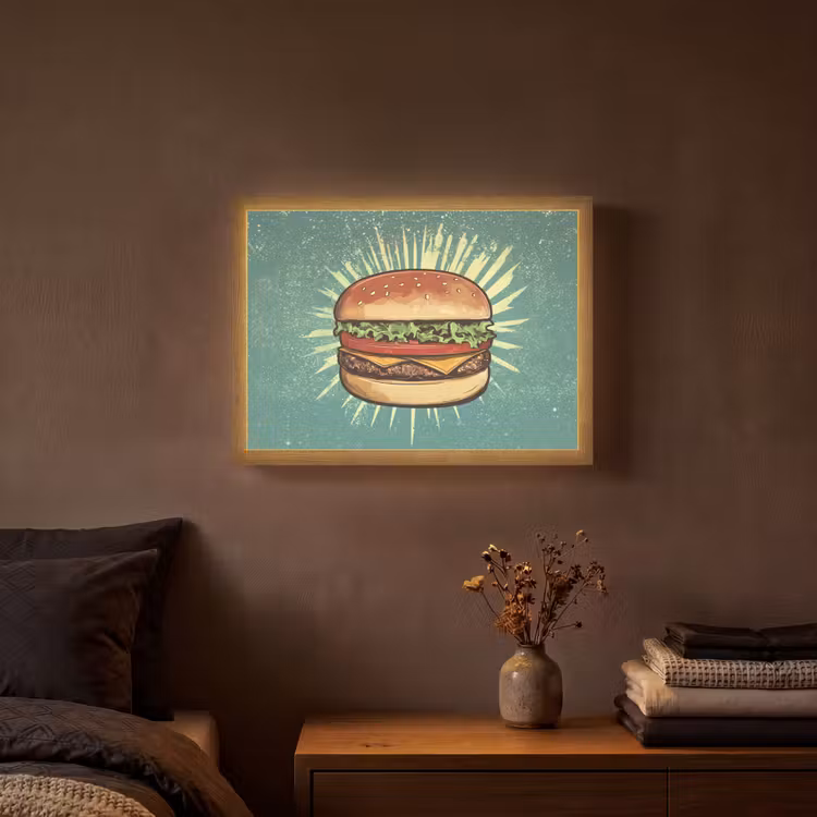 Lightbox - Wandlamp - Hamburger - Illustratie - Sla - Kaas — 3