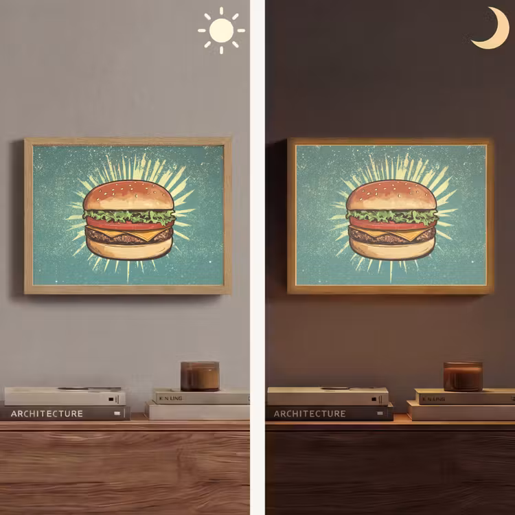 Lightbox - Wandlamp - Hamburger - Illustratie - Sla - Kaas — 6
