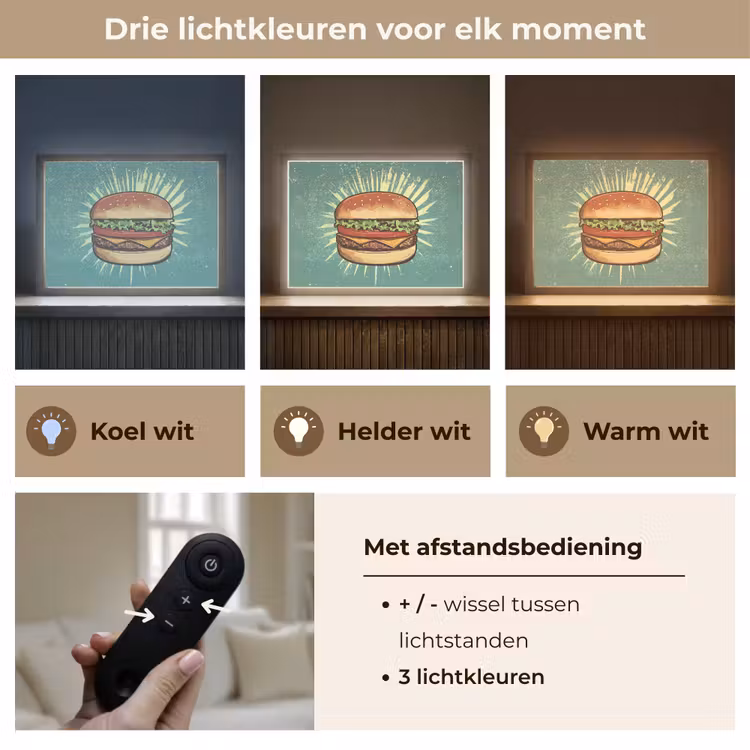 Lightbox - Wandlamp - Hamburger - Illustratie - Sla - Kaas — 8