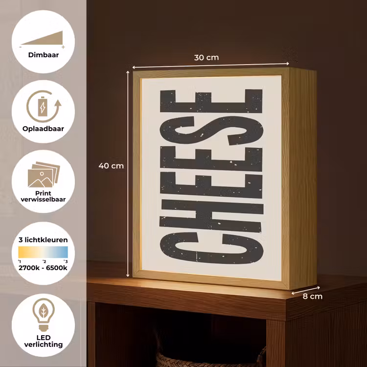 Lightbox - Wandlamp - Kaas - Decoratie - Beige - Cheese — 9