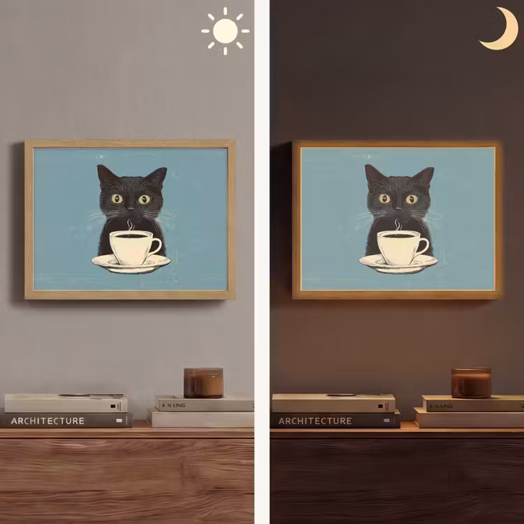 Lightbox - Wandlamp - Kat - Zwart - Koffie - Minimalistisch — 6