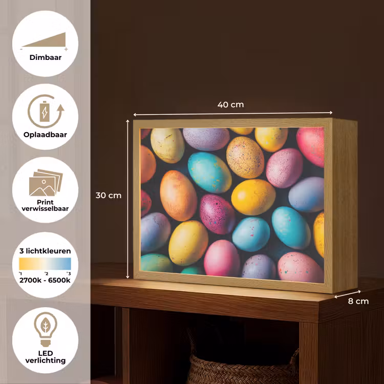 Lightbox - Wandlamp - Kleurrijk - Paaseitjes - Spetters — 10