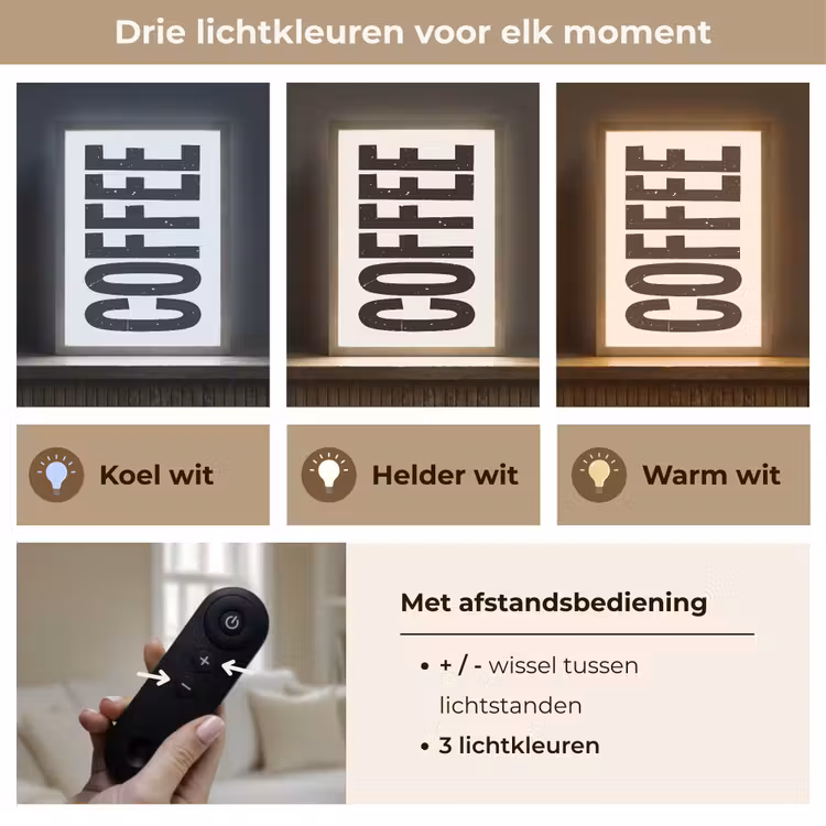 Lightbox - Wandlamp - Koffie - Decoratie - Japandi - Vintage — 7