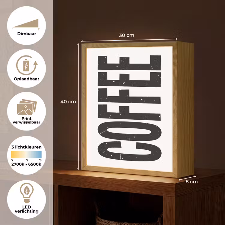 Lightbox - Wandlamp - Koffie - Decoratie - Japandi - Vintage — 9