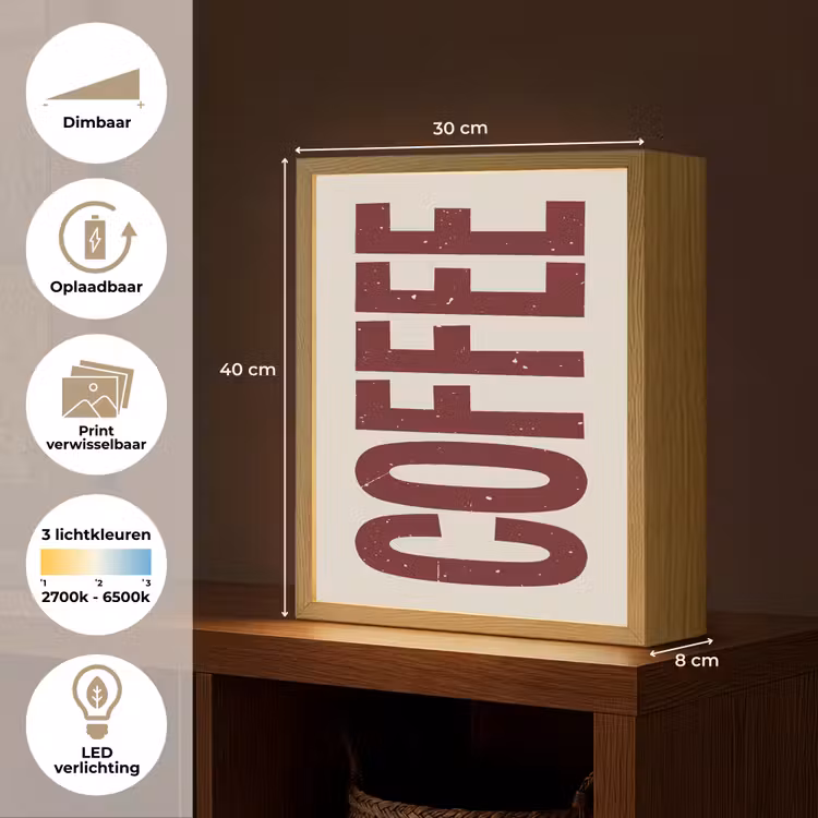Lightbox - Wandlamp - Koffie -Japandi - Rood - Vintage — 9