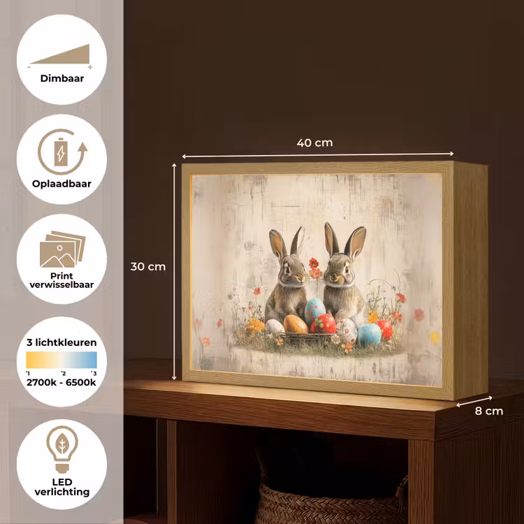 Lightbox - Wandlamp - Konijnen - Bloemen - Eieren — 10
