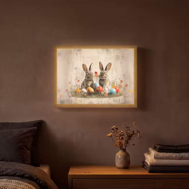 Lightbox - Wandlamp - Konijnen - Bloemen - Eieren — 3