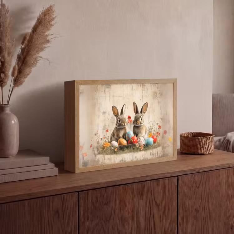 Lightbox - Wandlamp - Konijnen - Bloemen - Eieren — 4