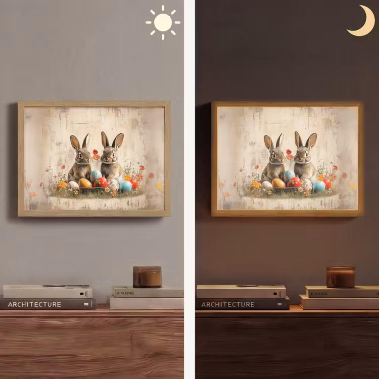 Lightbox - Wandlamp - Konijnen - Bloemen - Eieren — 6