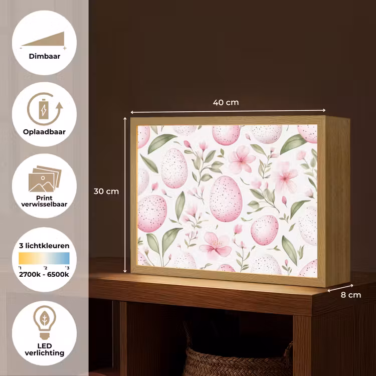 Lightbox - Wandlamp - Patroon - Eieren - Roze - Pasen — 10