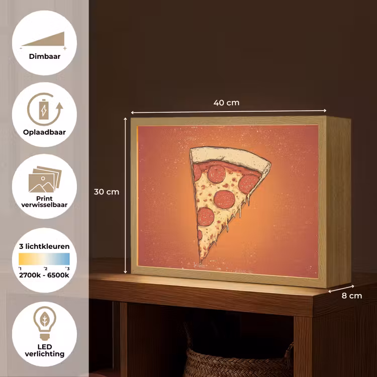 Lightbox - Wandlamp - Pizza - Kaas - Rood - Pepperoni — 10