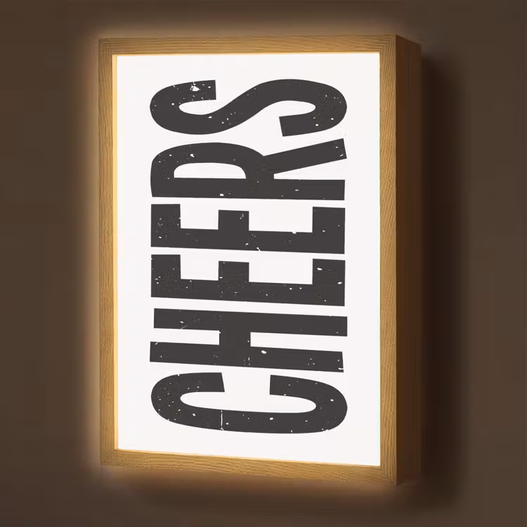 Lightbox - Wandlamp - Retro - Cheers - Zwart - Decoratie — 1