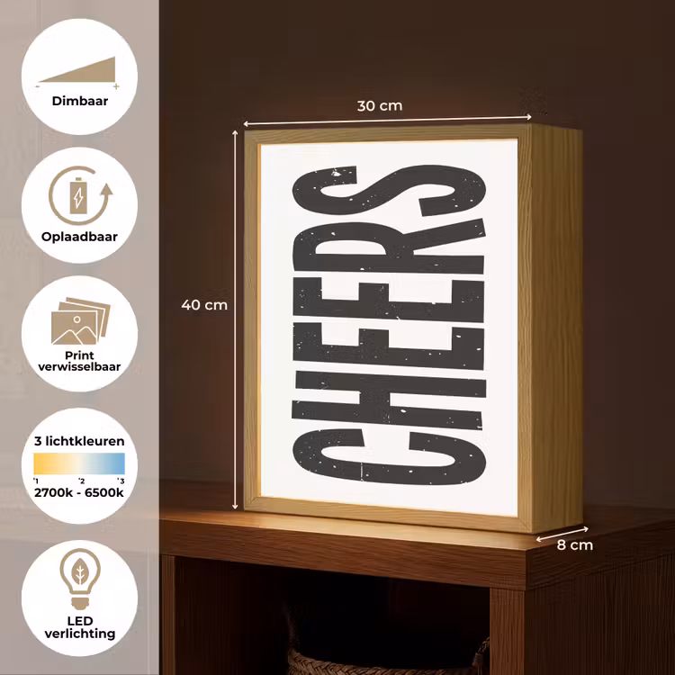 Lightbox - Wandlamp - Retro - Cheers - Zwart - Decoratie — 9