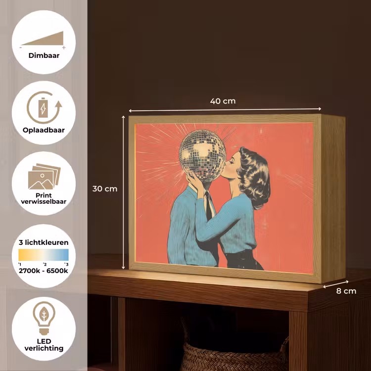 Lightbox - Wandlamp - Vrouw - Retro - Discobal - Kus — 10
