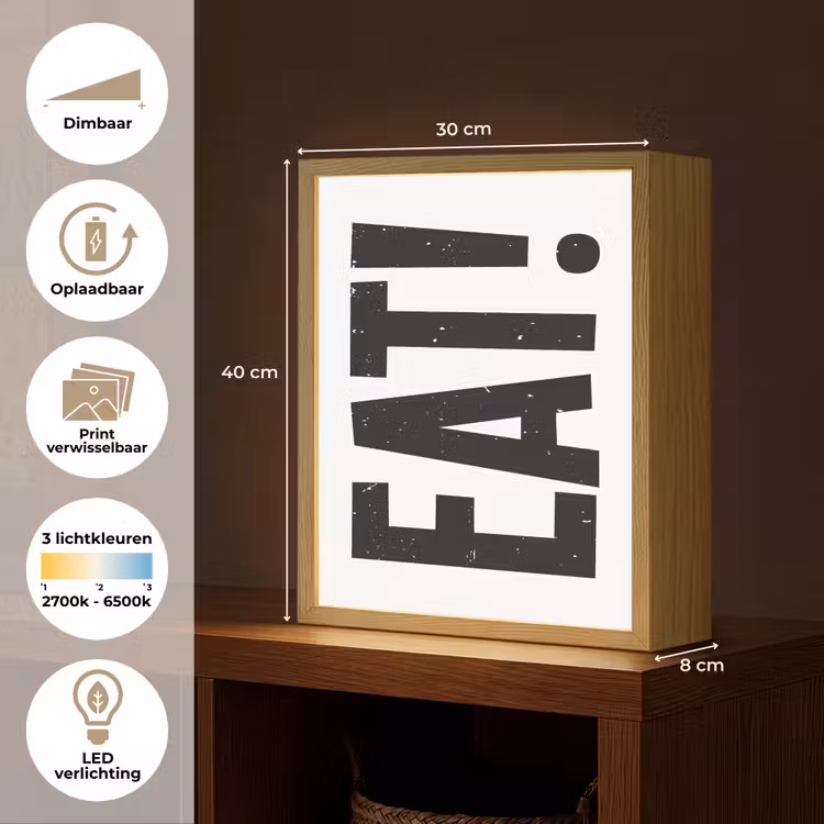 Lightbox - Wandlamp - Decoratie - Eten - Zwart - Wit — 9
