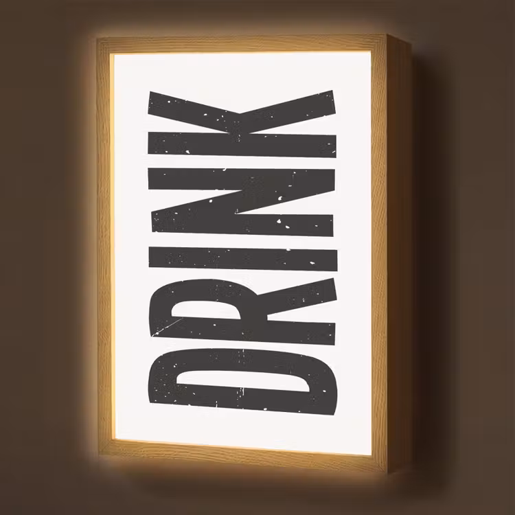 Lightbox - Wandlamp - Drink - Zwart - Wit - Decoratie — 1