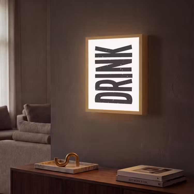Lightbox - Wandlamp - Drink - Zwart - Wit - Decoratie — 2