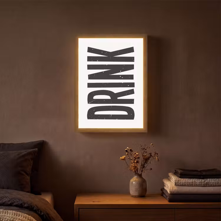 Lightbox - Wandlamp - Drink - Zwart - Wit - Decoratie — 3