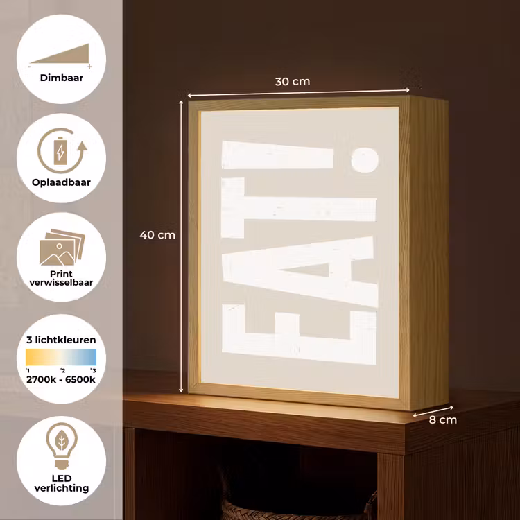 Lightbox - Wandlamp - Eten - Decoratie - Beige - Wit — 9