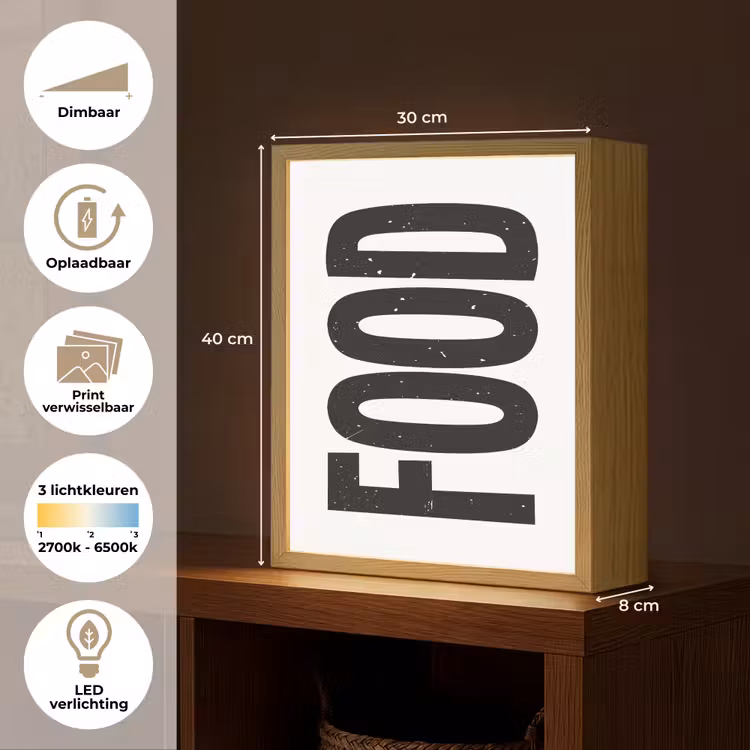 Lightbox - Wandlamp - Food - Zwart - Wit - Decoratie — 9