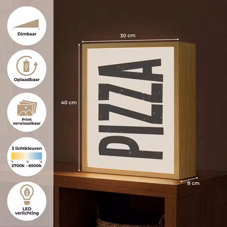 Lightbox - Wandlamp - Pizza - Decoratie - Japandi - Vintage — 9