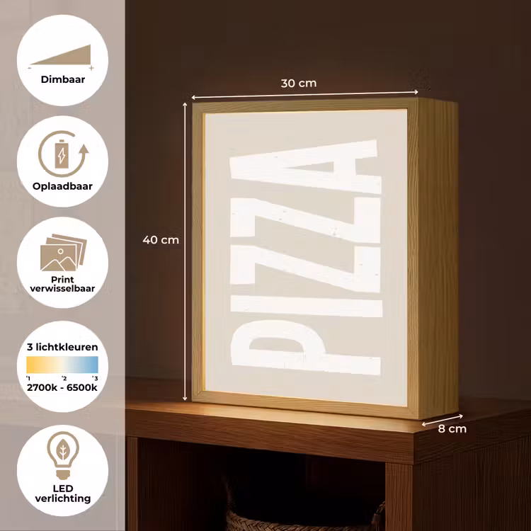Lightbox - Wandlamp - Pizza - Decoratie - Japandi - Wit — 9