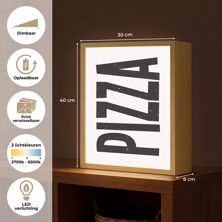 Lightbox - Wandlamp - Pizza - Japandi - Decoratie - Vintage — 9