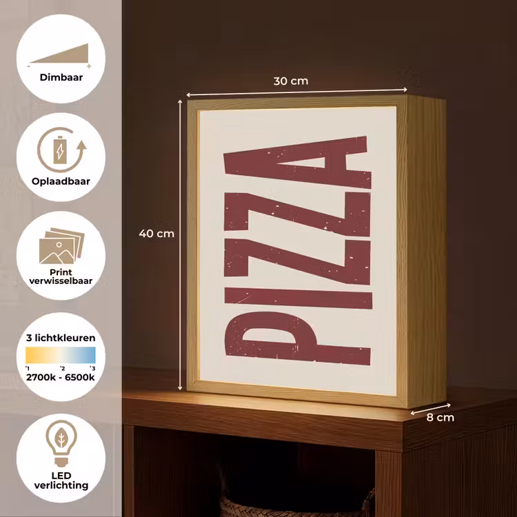 Lightbox - Wandlamp - Pizza - Vintage - Decoratie - Japandi — 9