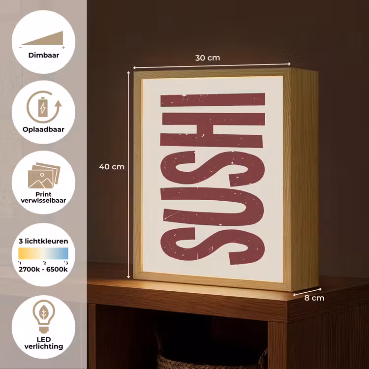 Lightbox - Wandlamp - Sushi - Rood - Japandi - Decoratie — 9