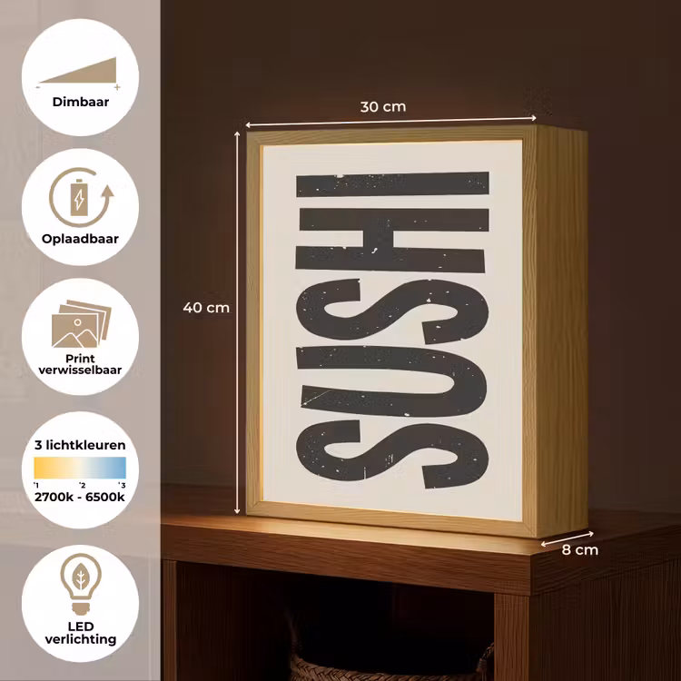 Lightbox - Wandlamp - Zwart - Sushi - Japandi - Vintage — 9
