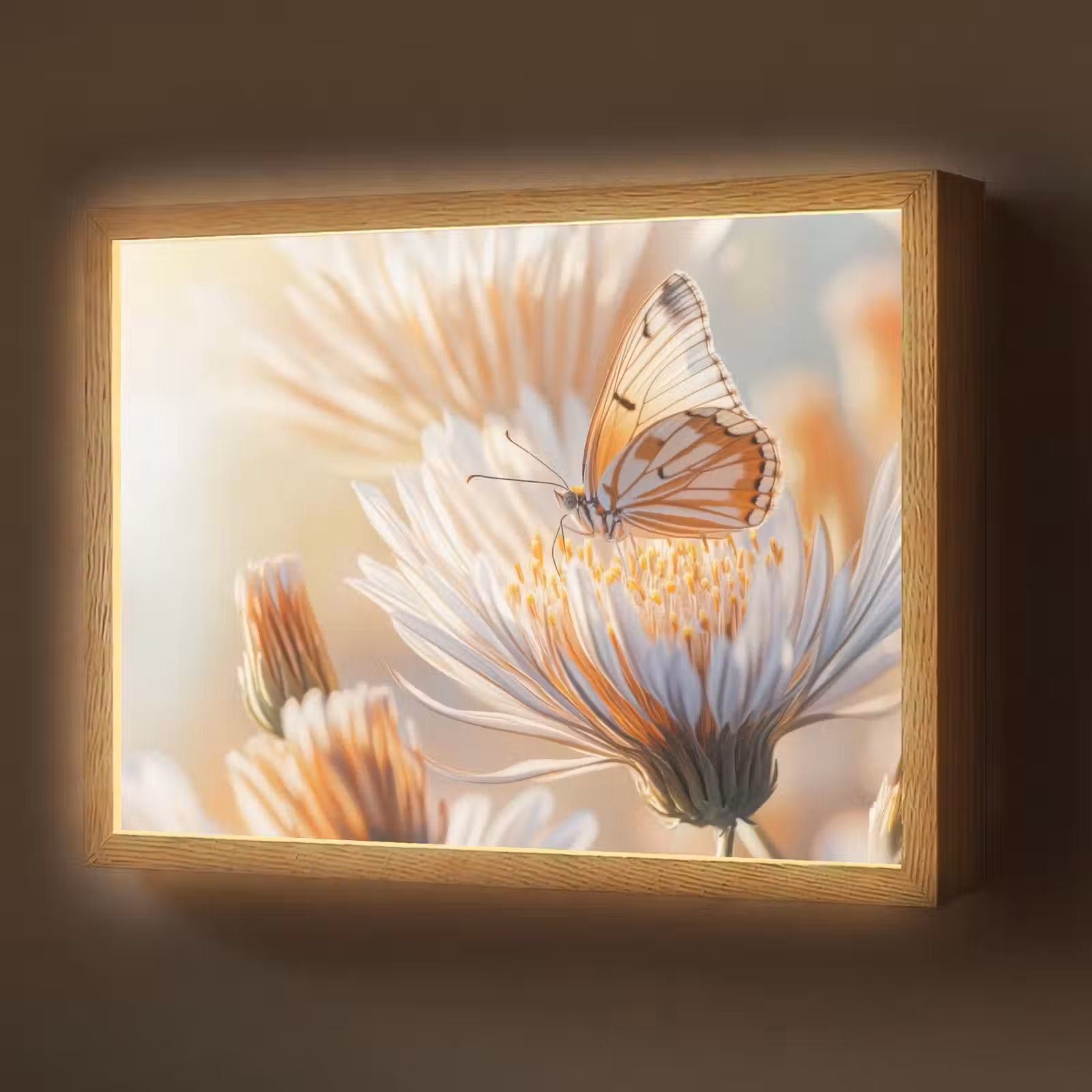 Lightbox - Wandlamp - Vlinder - Bloem - Oranje — 1