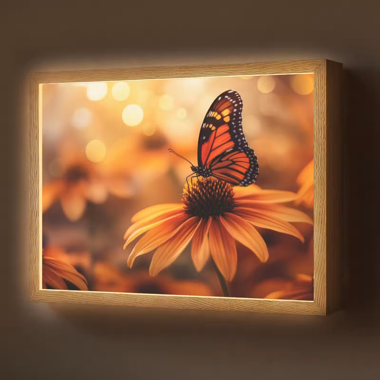 Lightbox - Wandlamp - Vlinder - Bloemen - Oranje — 1