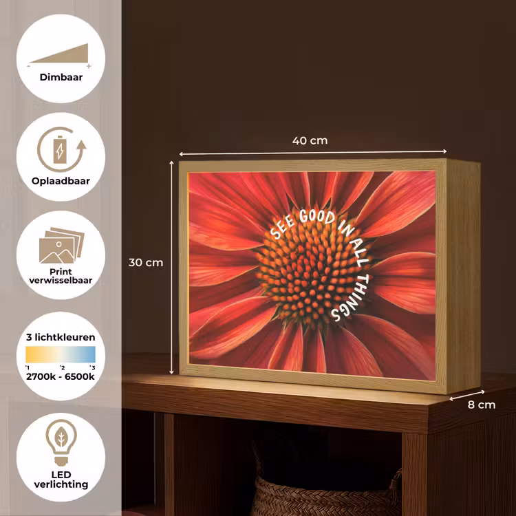 Lightbox - Wandlamp - Close up - Bloem - Quote - Rood — 10