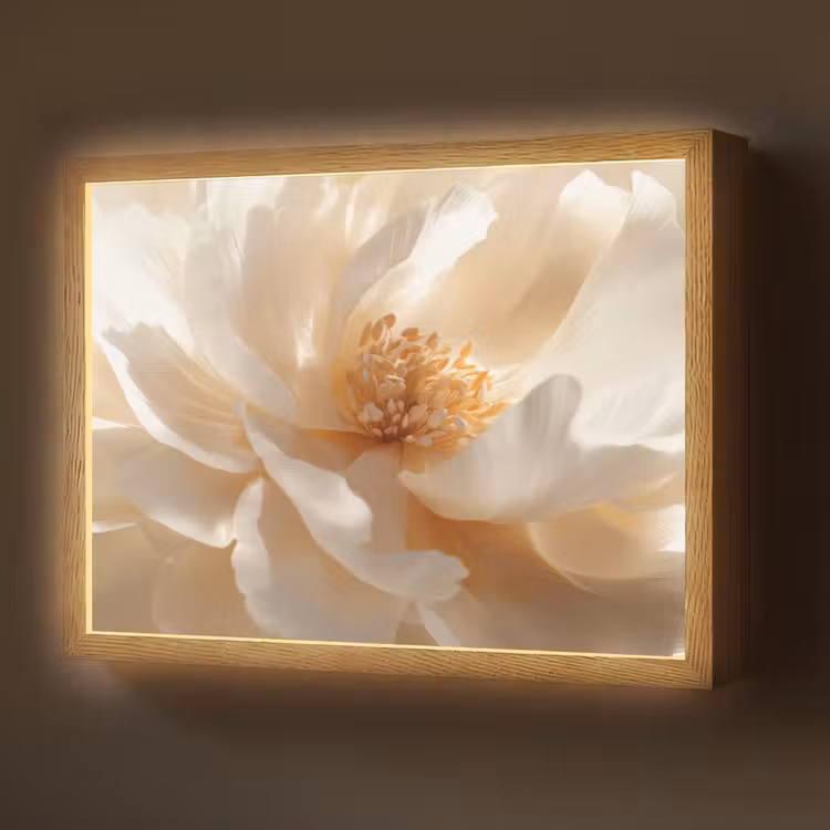 Lightbox - Wandlamp - Close up - Pioenroos - Wit — 1