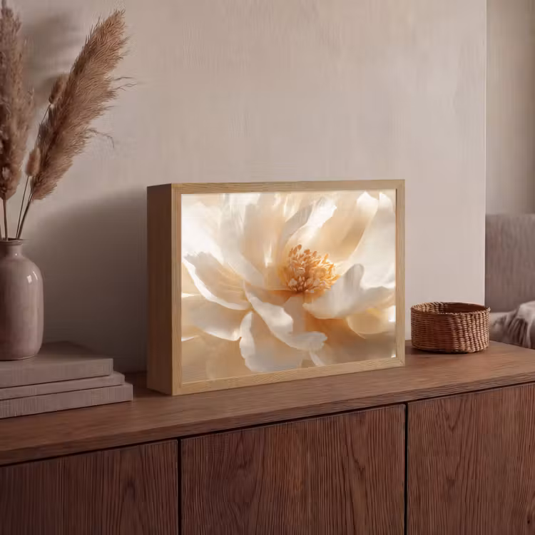 Lightbox - Wandlamp - Close up - Pioenroos - Wit — 4