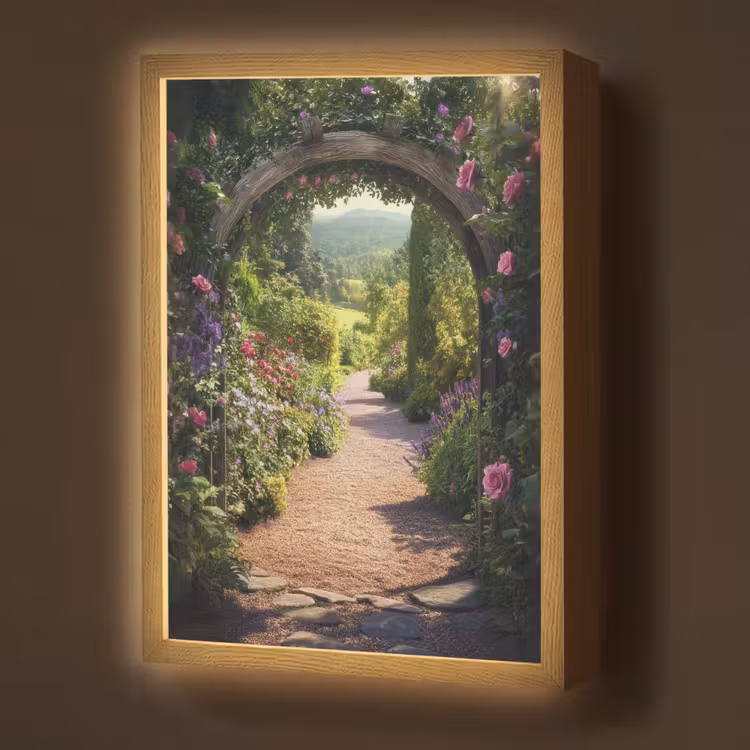 Lightbox - Wandlamp - Doorkijk - Bloemen - Natuur - Rozenboog — 1