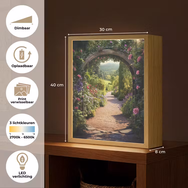 Lightbox - Wandlamp - Doorkijk - Bloemen - Natuur - Rozenboog — 9