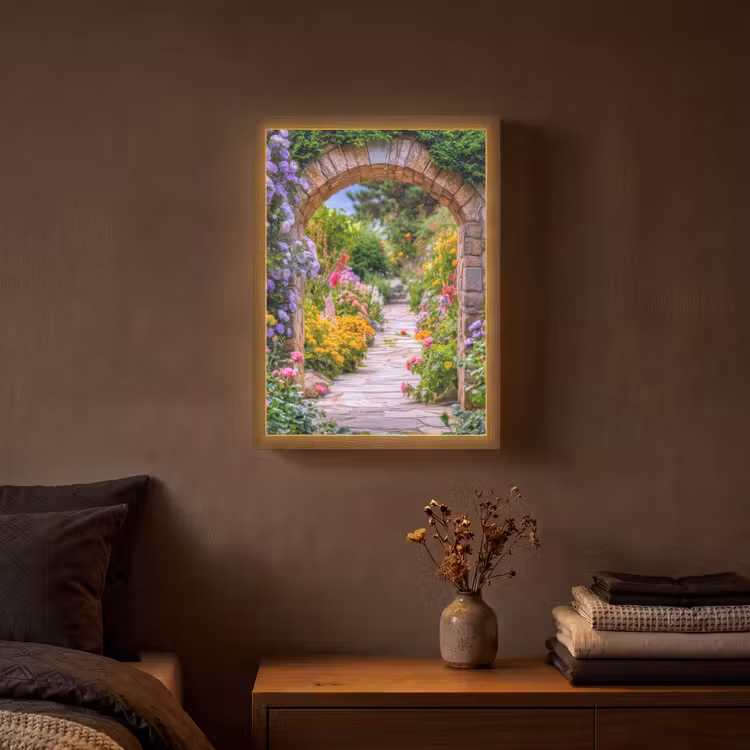 Lightbox - Wandlamp - Doorkijk - Bloemen - Pad - Natuur — 3
