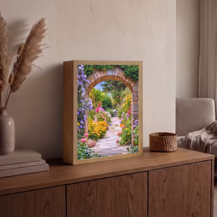 Lightbox - Wandlamp - Doorkijk - Bloemen - Pad - Natuur — 4