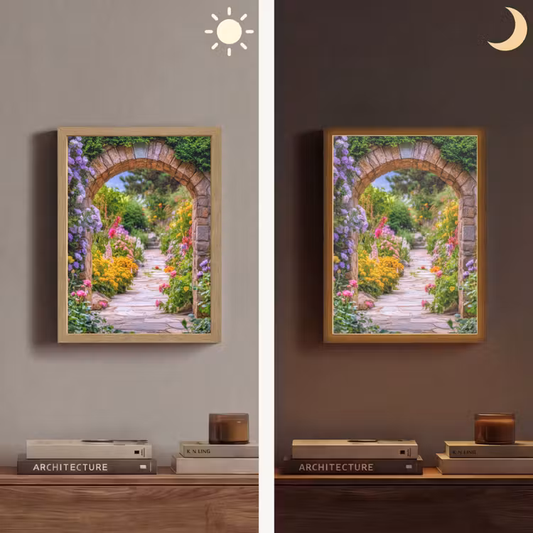 Lightbox - Wandlamp - Doorkijk - Bloemen - Pad - Natuur — 5