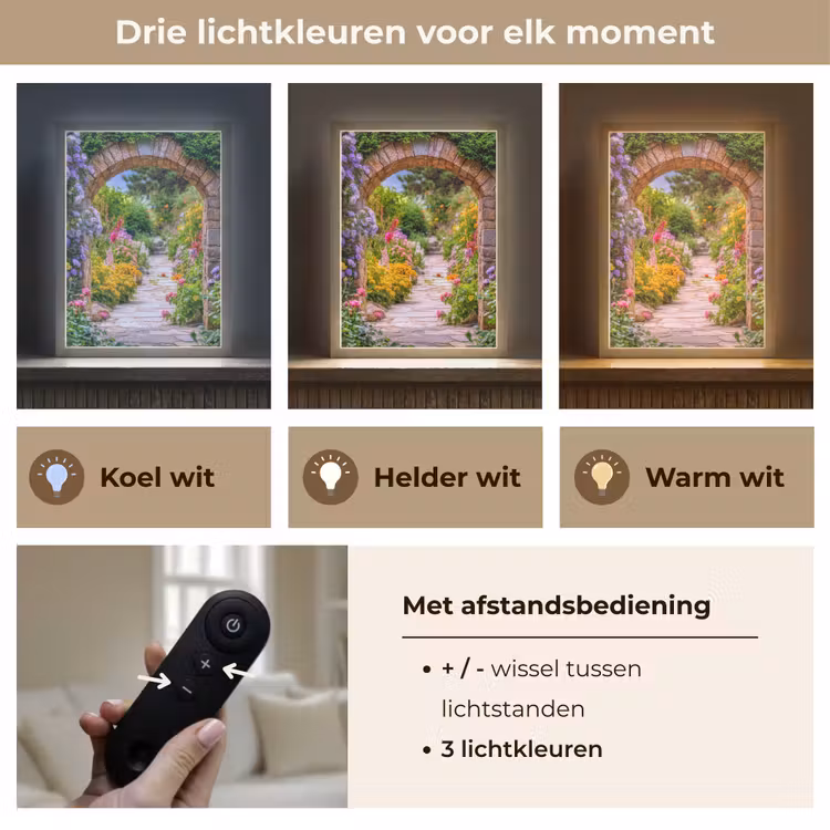 Lightbox - Wandlamp - Doorkijk - Bloemen - Pad - Natuur — 7