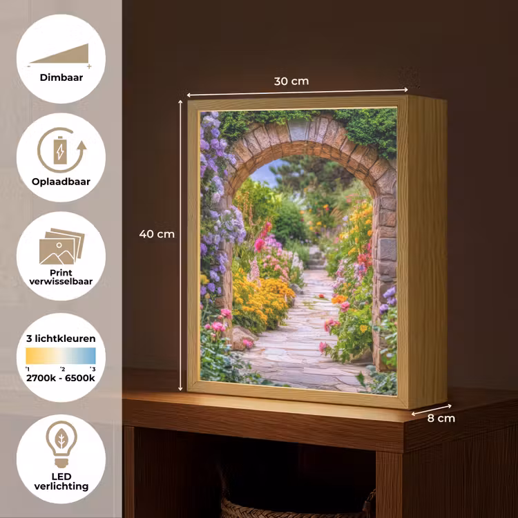Lightbox - Wandlamp - Doorkijk - Bloemen - Pad - Natuur — 9