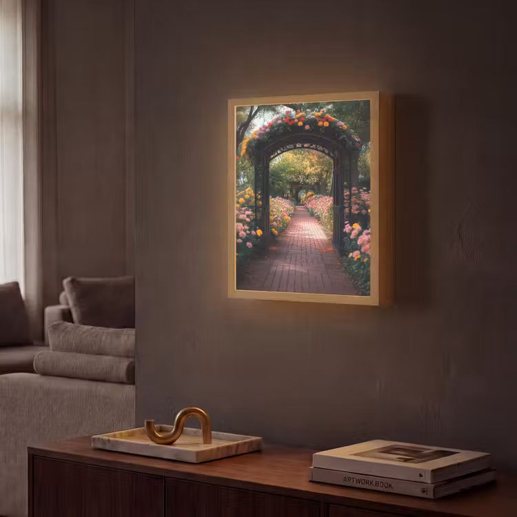 Lightbox - Wandlamp - Doorkijk - Bloemen - Pad - Natuur - Kleurrijk — 2