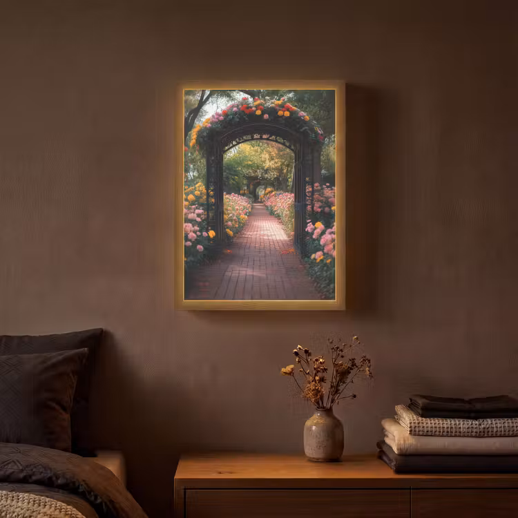 Lightbox - Wandlamp - Doorkijk - Bloemen - Pad - Natuur - Kleurrijk — 3