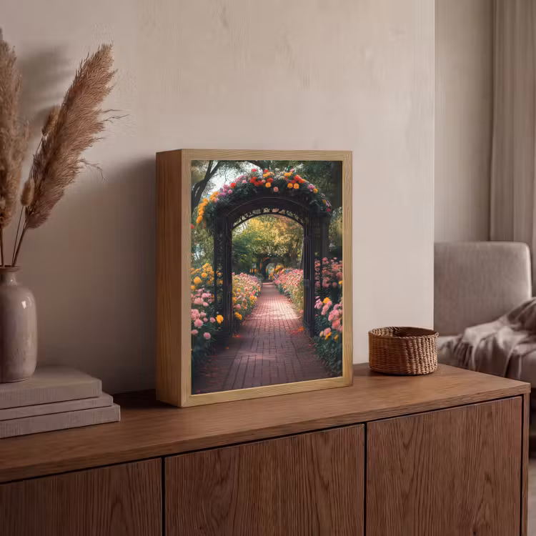 Lightbox - Wandlamp - Doorkijk - Bloemen - Pad - Natuur - Kleurrijk — 4