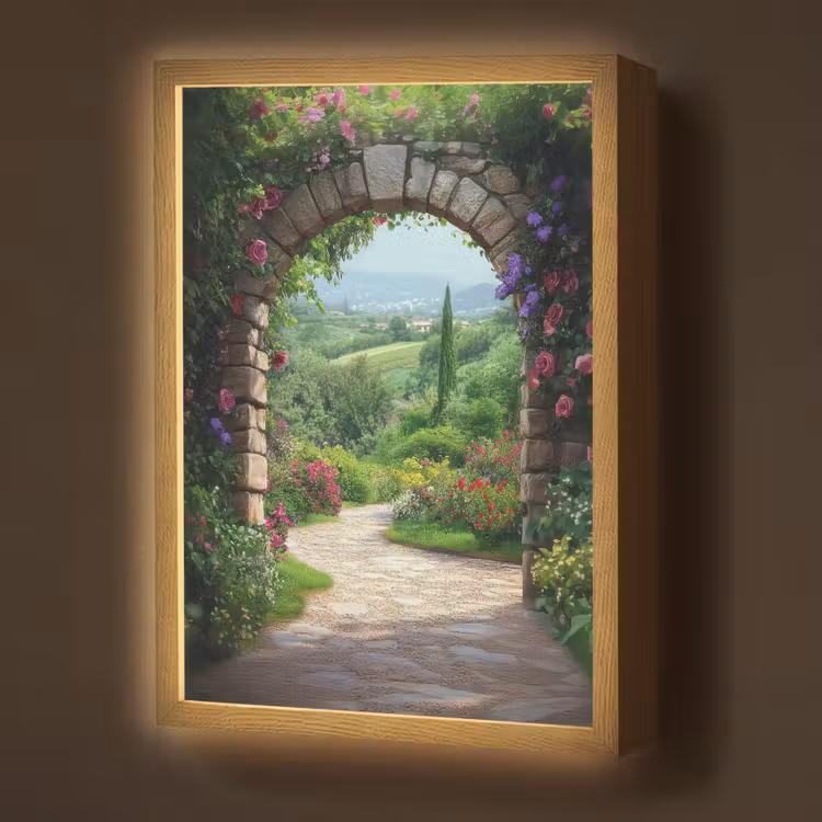 Lightbox - Wandlamp - Doorkijk - Landschap - Bloemen - Pad - Uitzicht — 1