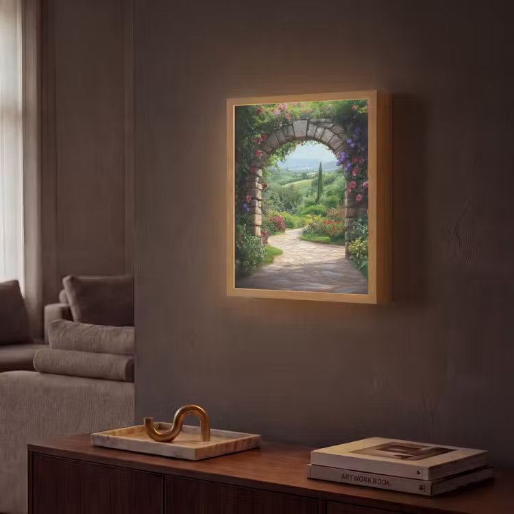 Lightbox - Wandlamp - Doorkijk - Landschap - Bloemen - Pad - Uitzicht — 2