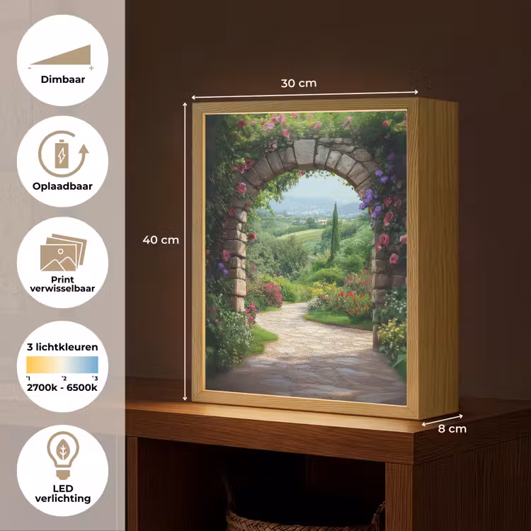 Lightbox - Wandlamp - Doorkijk - Landschap - Bloemen - Pad - Uitzicht — 9