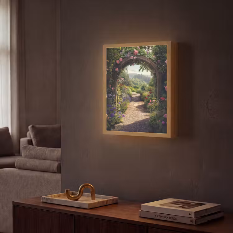 Lightbox - Wandlamp - Doorkijk - Landschap - Bloemen - Rozenboog - Natuur — 2
